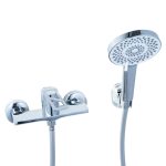 Baterie cadă-duș monocomandă fără pipă, set duș și accesorii – finisaj cromat, 9217, trendysanitary.ro