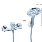 Baterie cadă-duș monocomandă fără pipă, set duș și accesorii – finisaj cromat, 9246, trendysanitary.ro