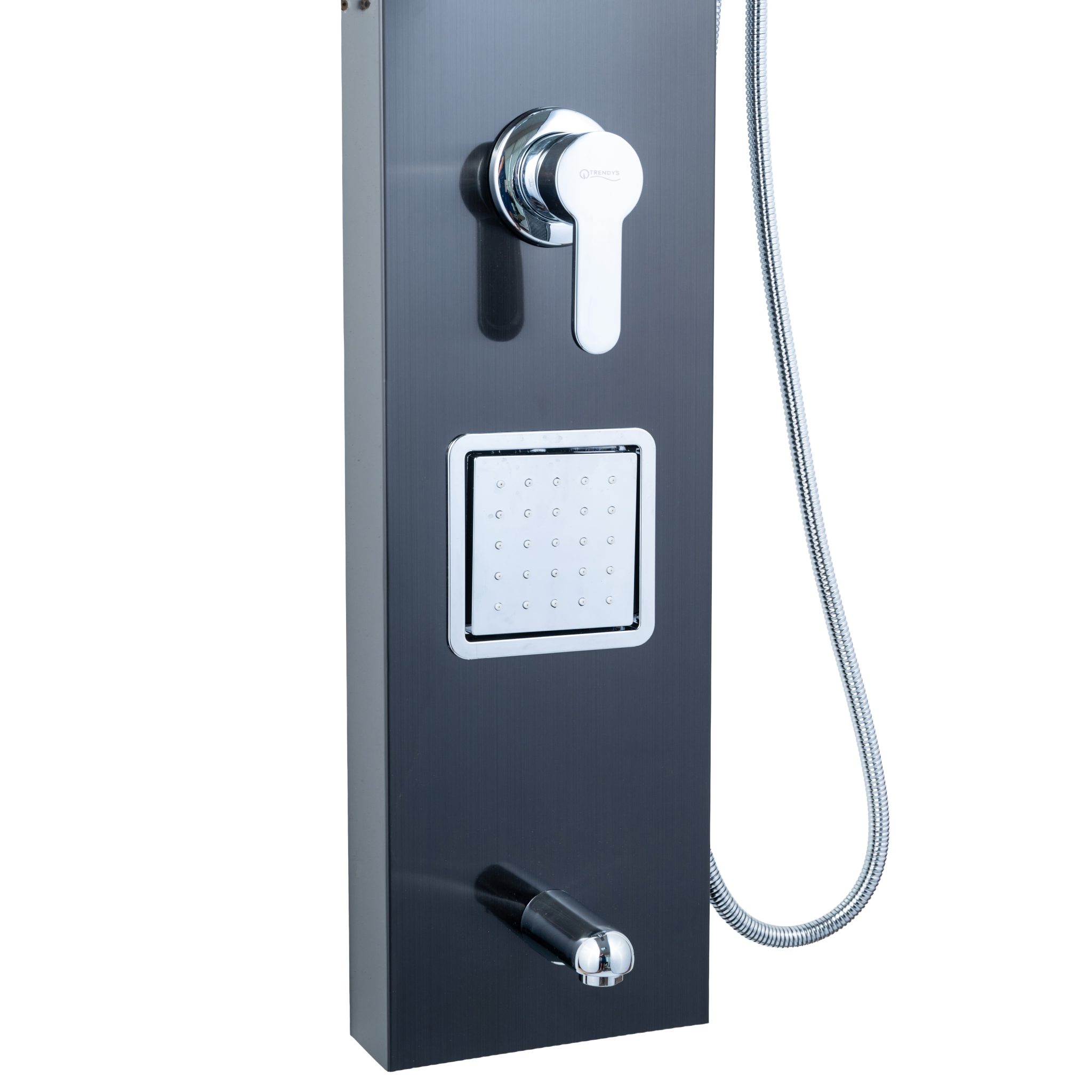 Panou de dus TRENDY’S cu hidromasaj ,inox 5 functii digital cu led , black-satin (4) Panou de dus TRENDY’S cu hidromasaj ,inox 5 functii digital cu led , black-satin, 3003, trendysanitary.ro