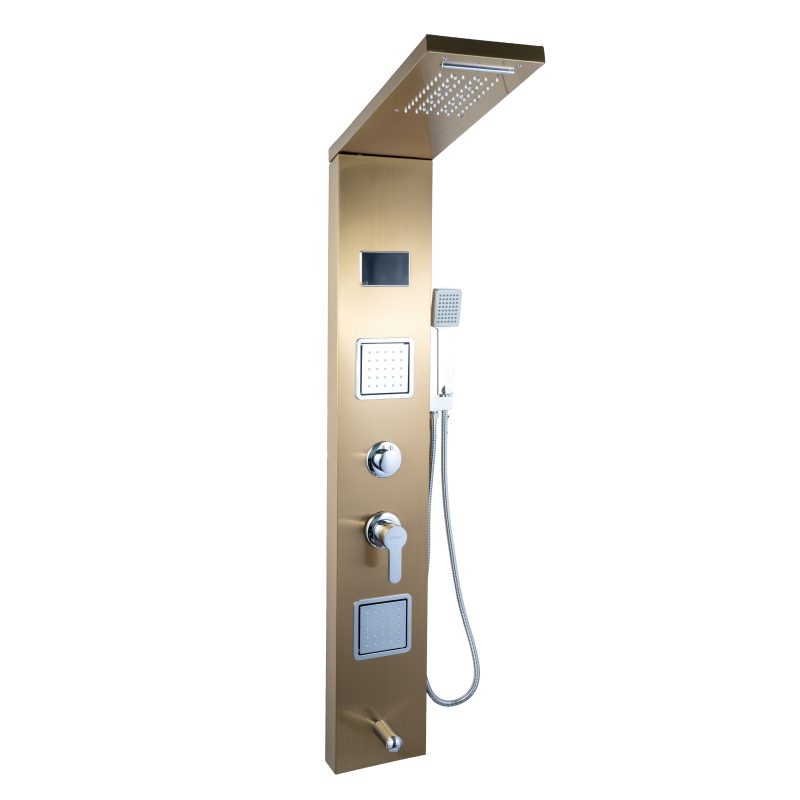 Chiuvete multifunctionale, Panou de dus cu hidromasaj TRENDY’S, inox 5 functii digital cu led, gold satin, trendysanitary.ro