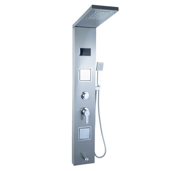 Panou de dus cu hidromasaj TRENDY’S, inox 5 functii digital cu led, gri satin, 3449, trendysanitary.ro