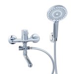 Set baterie cadă-duș monocomandă Trendy’s cu montaj pe perete și kit de duș inclus, finisaj cromat, 9313, trendysanitary.ro