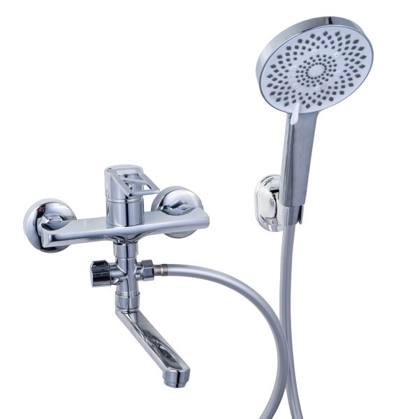 Set baterie cadă-duș monocomandă Trendy’s cu montaj pe perete și kit de duș inclus, finisaj cromat, 4624, trendysanitary.ro