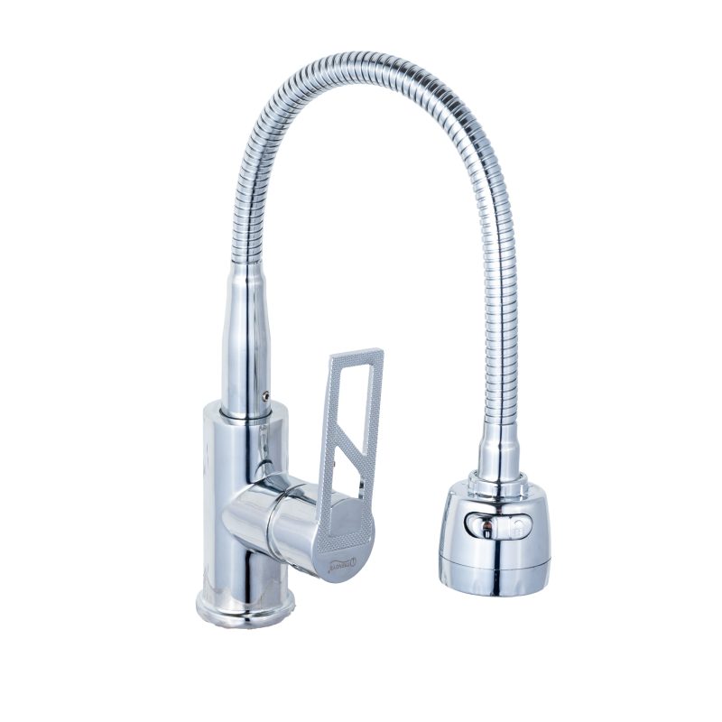 Dispensere, Baterie bucătărie monocomandă Trendy’s cu pipă flexibilă și perlator cu 2 funcții, finisaj cromat, trendysanitary.ro