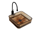 Lavoar pătrat din sticlă maro cu model vertical Trendy’s – Design modern, 390x390x105 mm, 3921, trendysanitary.ro