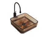 Lavoar pătrat din sticlă maro cu model vertical Trendy’s – Design modern, 390x390x105 mm, 3538, trendysanitary.ro