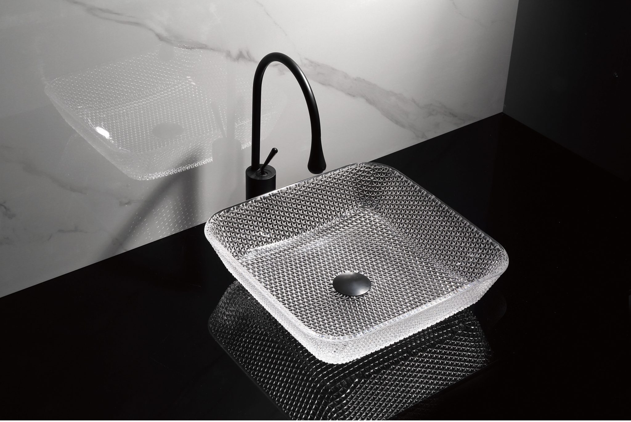 Lavoar pătrat din sticlă transparentă Trendy’s – Design modern, 400×400 mm, 5201, trendysanitary.ro
