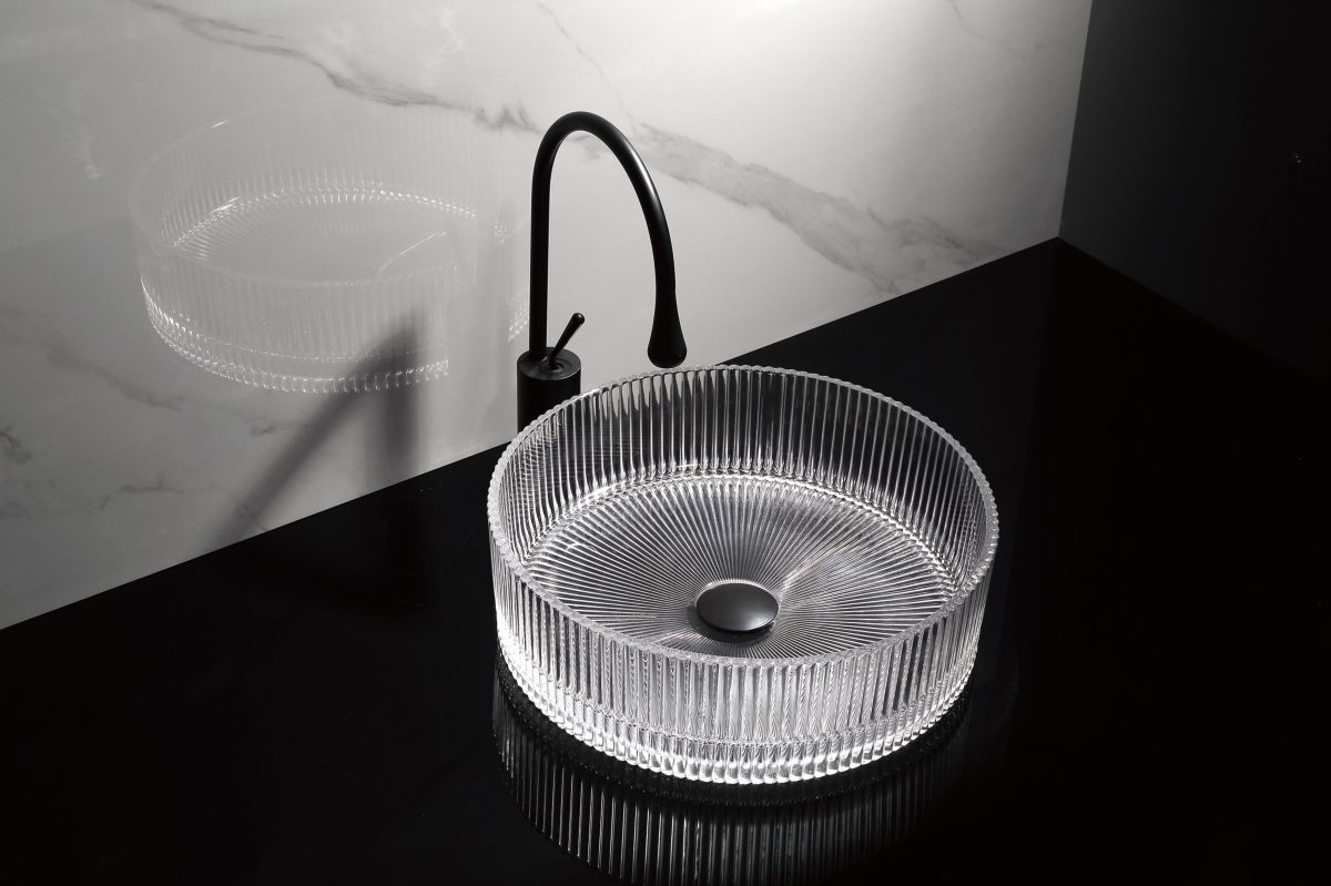Lavoar rotund din sticlă transparentă Trendy’s – Design modern, Ø400 mm, 6479, trendysanitary.ro