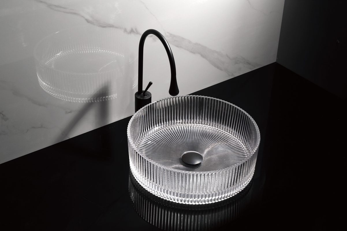 Lavoar rotund din sticlă transparentă Trendy’s – Design modern, Ø400 mm, 5935, trendysanitary.ro