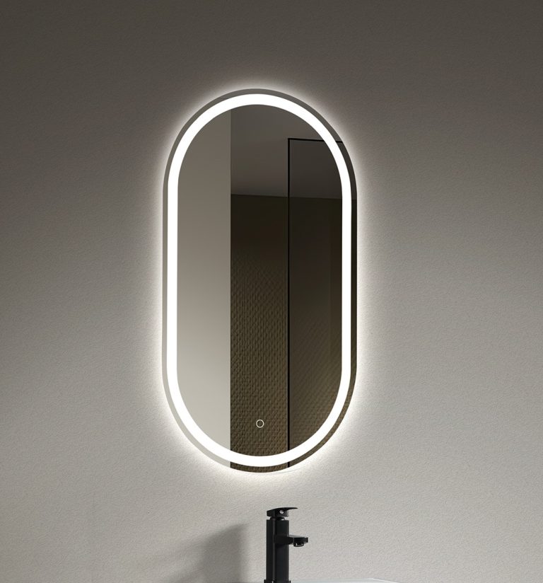 Mobilier Baie, Oglindă baie Trendy’s ovală cu iluminare LED și senzor tactil – 500×900 mm, trendysanitary.ro