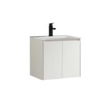 Set mobilier baie Trendy’s cu lavoar ceramic și oglindă LED ovală – alb mat, 500×460 mm, 6235, trendysanitary.ro
