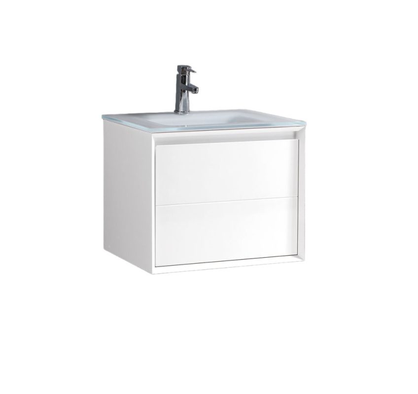 Uscatoare de maini, Set mobilier baie Trendy’s cu lavoar ceramic și oglindă LED – alb lucios, 600x460x520 mm, trendysanitary.ro